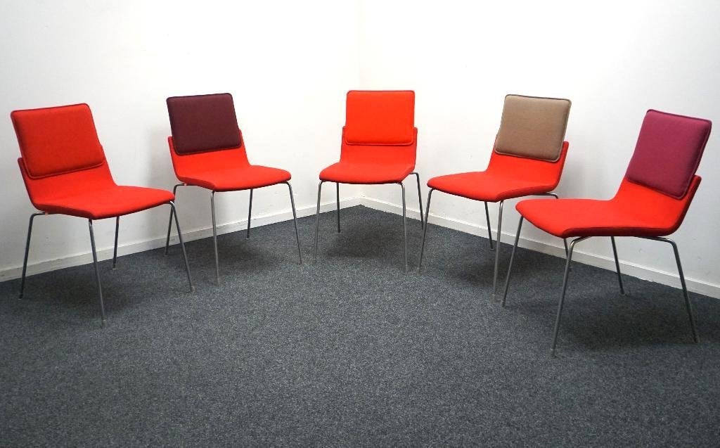 Gispen Triennial Design Stoelen | Rood Mix | 5 Stuks | Stoel, Gebruikt, -, -, Ophalen of Verzenden