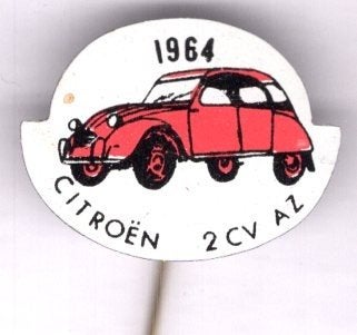 1964 Citroën 2 CV AZ rood op blik auto speldje ( E_003), Ophalen of Verzenden, Zo goed als nieuw, Transport, Speldje of Pin