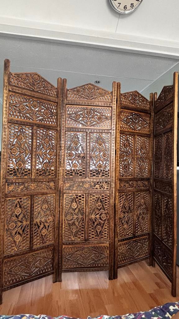 Exclusieve handgemaakte room divider  - massief hou, Huis en Inrichting, Woonaccessoires | Kamerschermen, Zo goed als nieuw, Ophalen