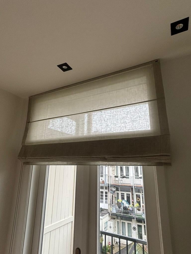 Linnen Vouwgordijn | 145 x 265 | Grijs/groen | Luxaflex, Huis en Inrichting, Ophalen, 100 tot 150 cm, 200 cm of meer, Groen