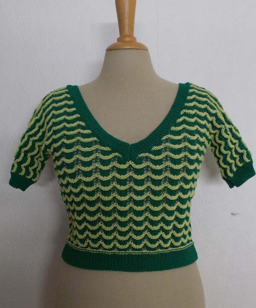 Vintage look katoenen fijn gehaakt/crochet kort truitje! M, Maat 38/40 (M), Verzenden, Zo goed als nieuw, Korte mouw