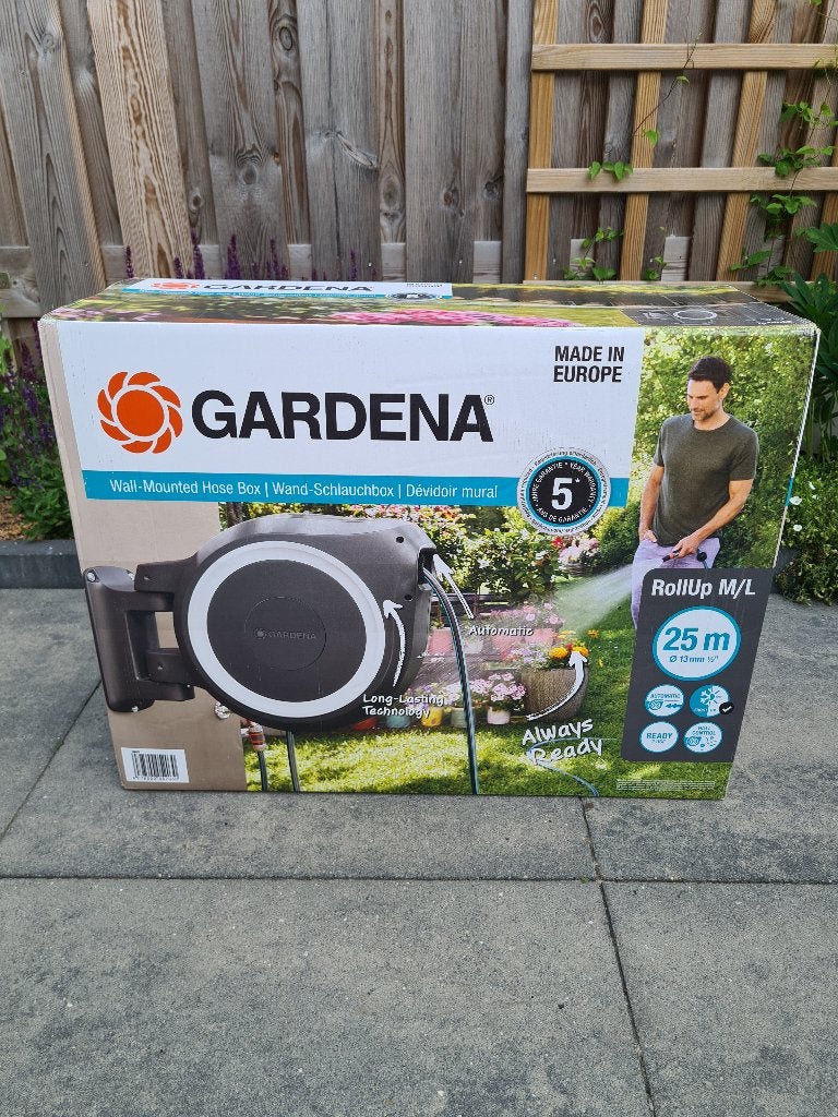 GARDENA wandslangenbox 25 meter RollUp - NIEUW, Tuin en Terras, Tuinslangen, Ophalen, Nieuw, Tuinslanghaspel