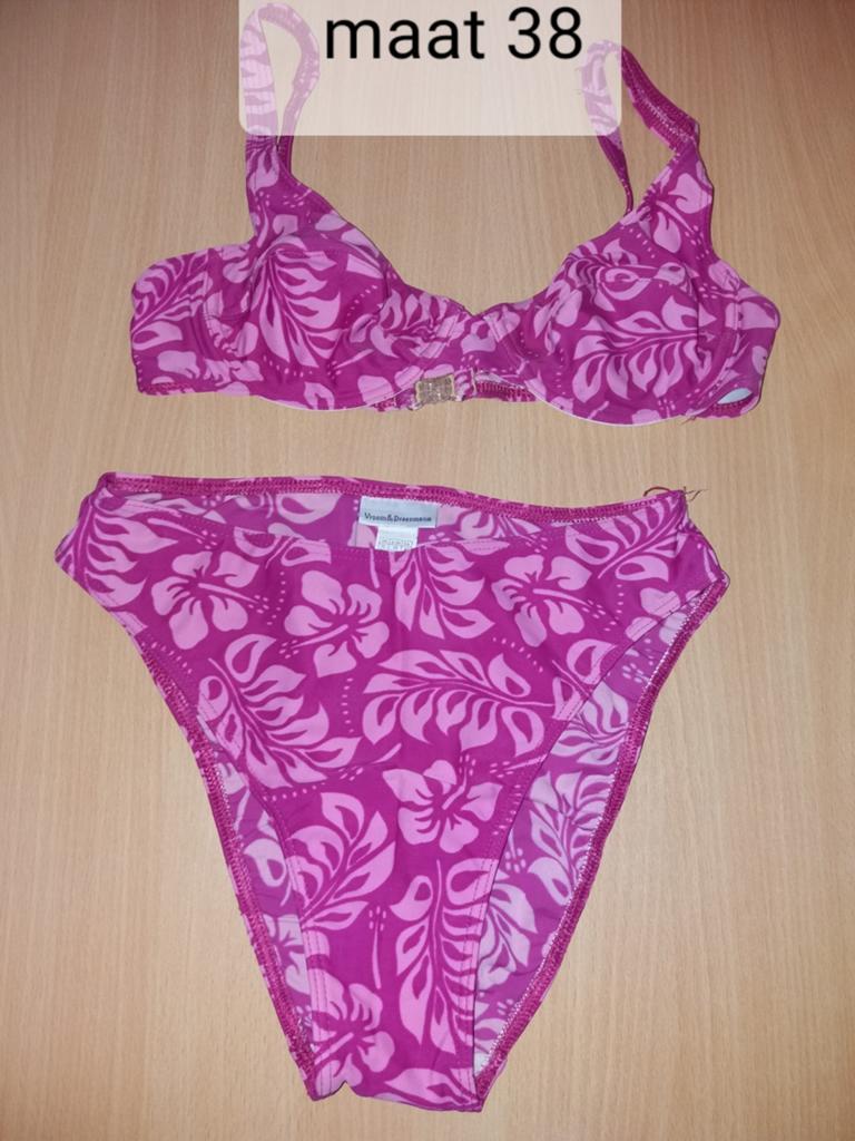 Roze bloemen bikini maat 38 M, Ophalen of Verzenden, Zo goed als nieuw, Roze, Bikini