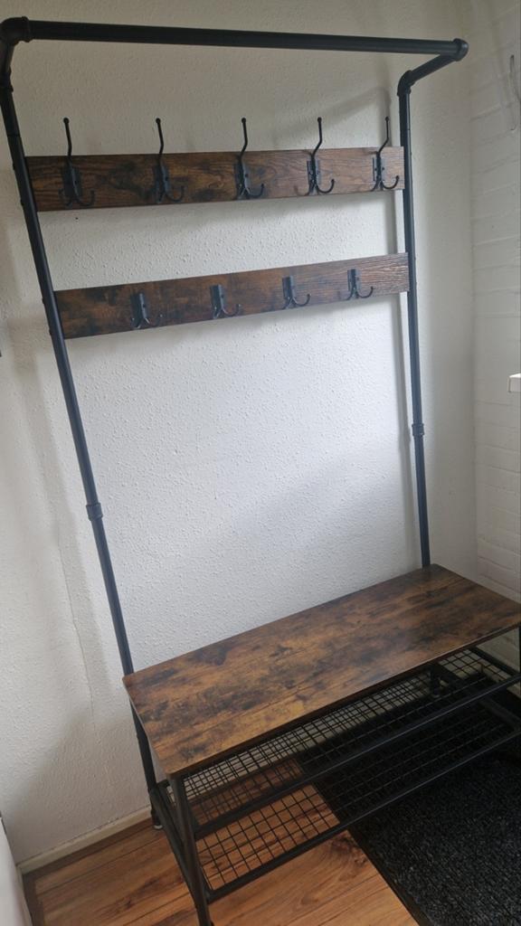 Garderobe kapstok, zwart stalen frame, Huis en Inrichting, Woonaccessoires | Kapstokken, Ophalen, Zo goed als nieuw, Metaal, Staande kapstok