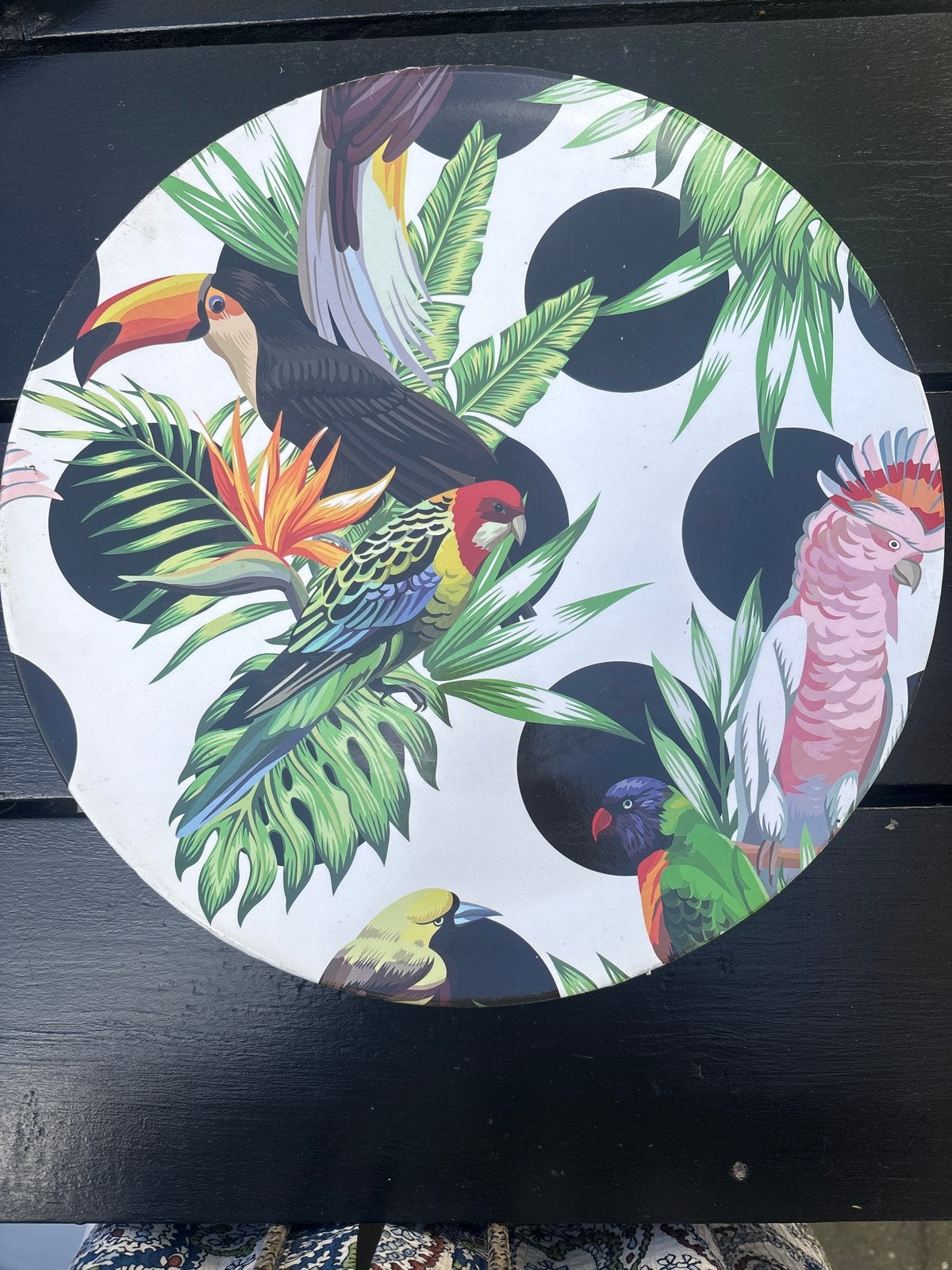 Decoratieve (onder)borden  met tropische vogels en stippen, Ophalen of Verzenden, Nieuw, Kunststof, Overige typen