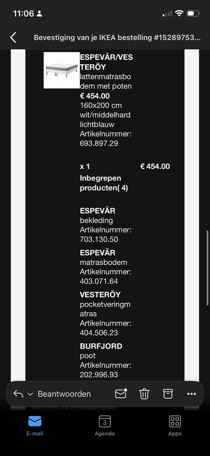 Ikea lattenmatrasbodem met poten en pocketbering matras, Ophalen, Wit, Tweepersoons, Zo goed als nieuw