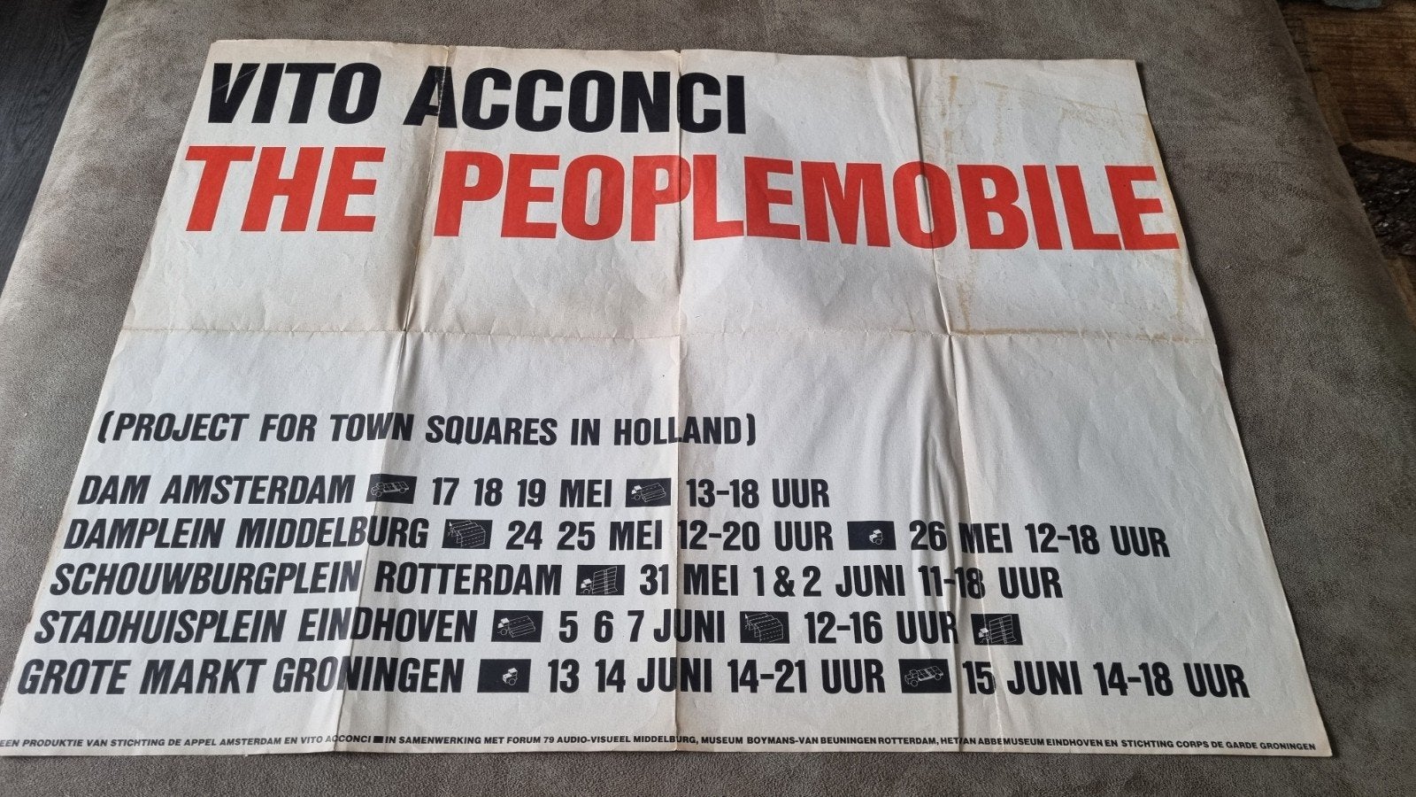 Vito Acconci The Peoplemobile Poster, Ophalen of Verzenden, A1 t/m A3, Overige onderwerpen, Rechthoekig Staand