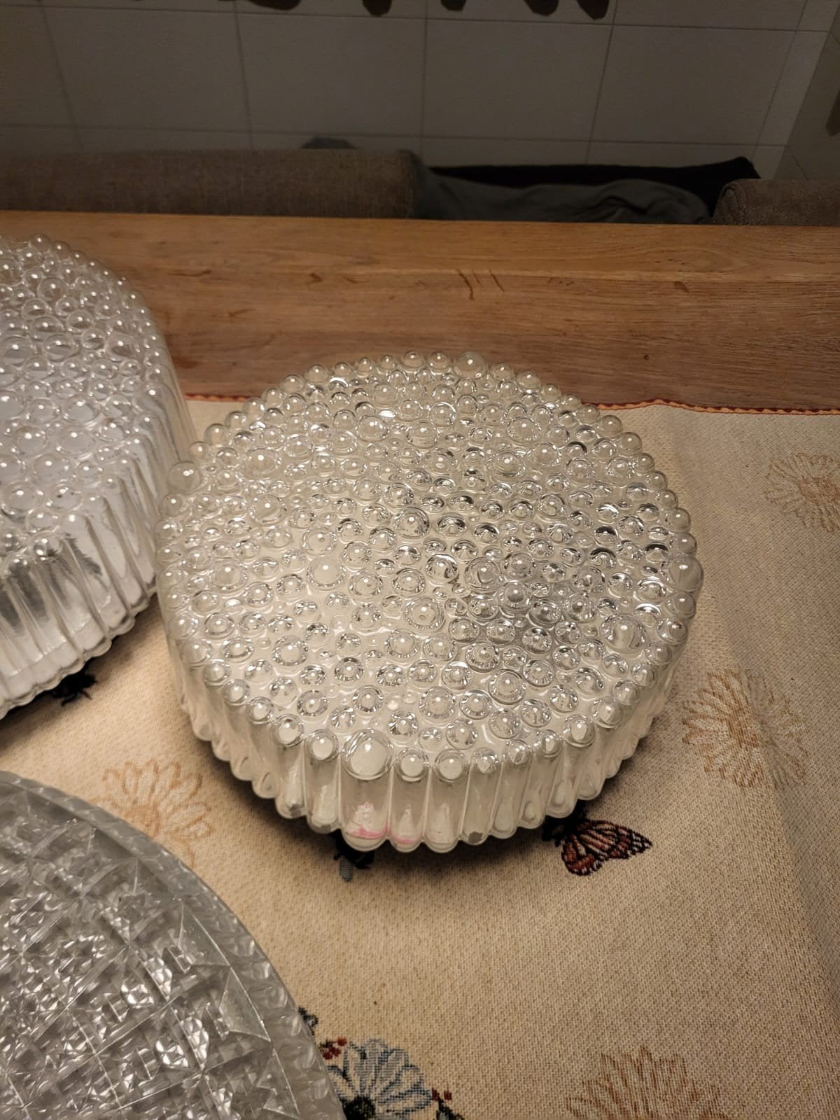 Carl Fagerlund Orrefors glazen plafondlamp jaren 60, Ophalen, E27 (groot), Glas, Plafondlamp