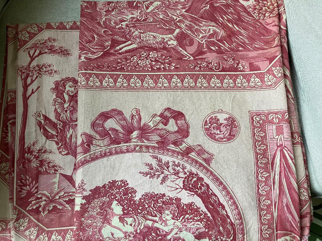 Toile  de Jouy stof, Antiek en Kunst, Curiosa en Brocante, Ophalen of Verzenden