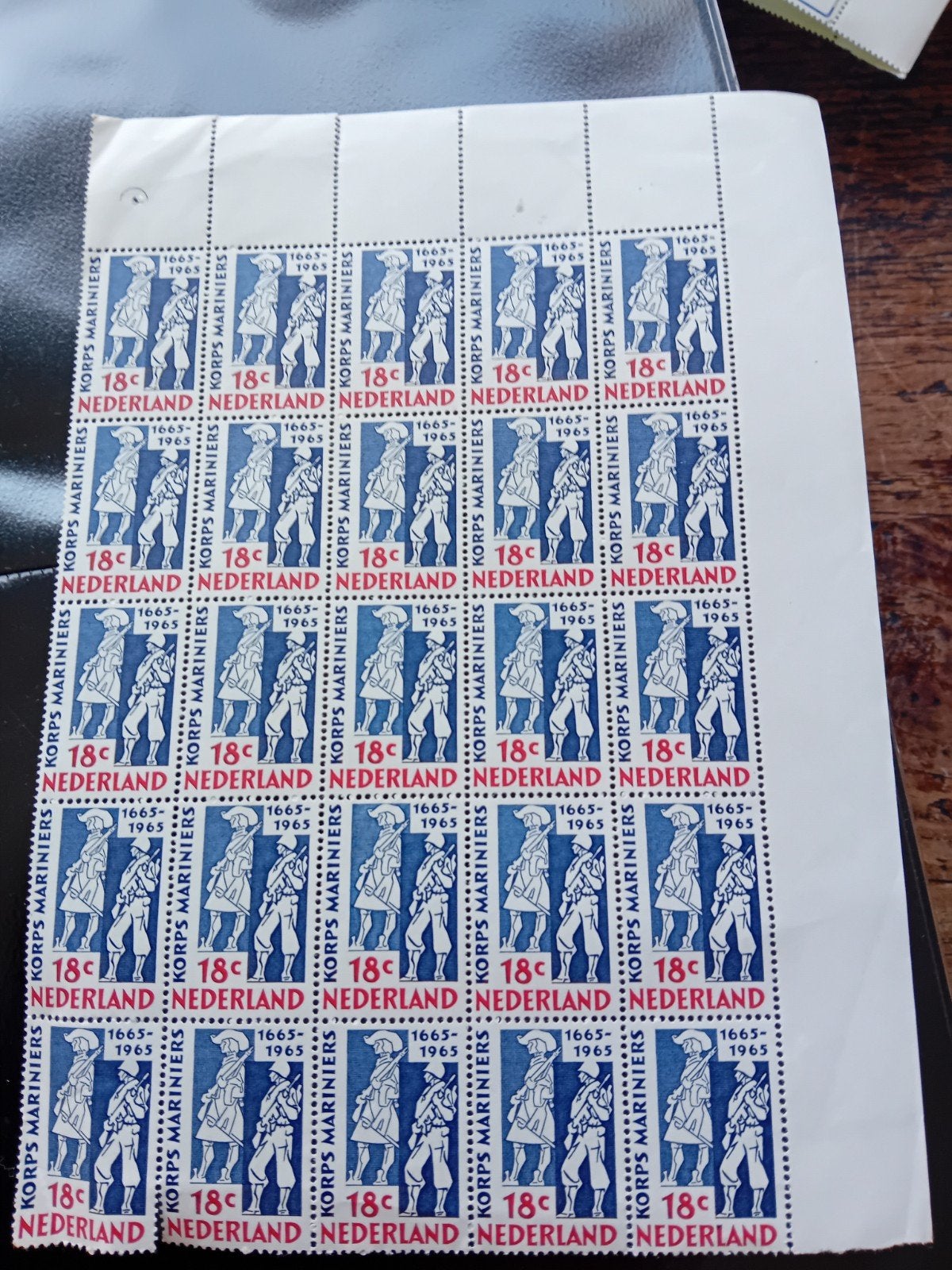 Postzegelvel Korps Mariniers 1665-1965, 18c Nederland, Postzegels en Munten, Ophalen of Verzenden, Na 1940, Postfris