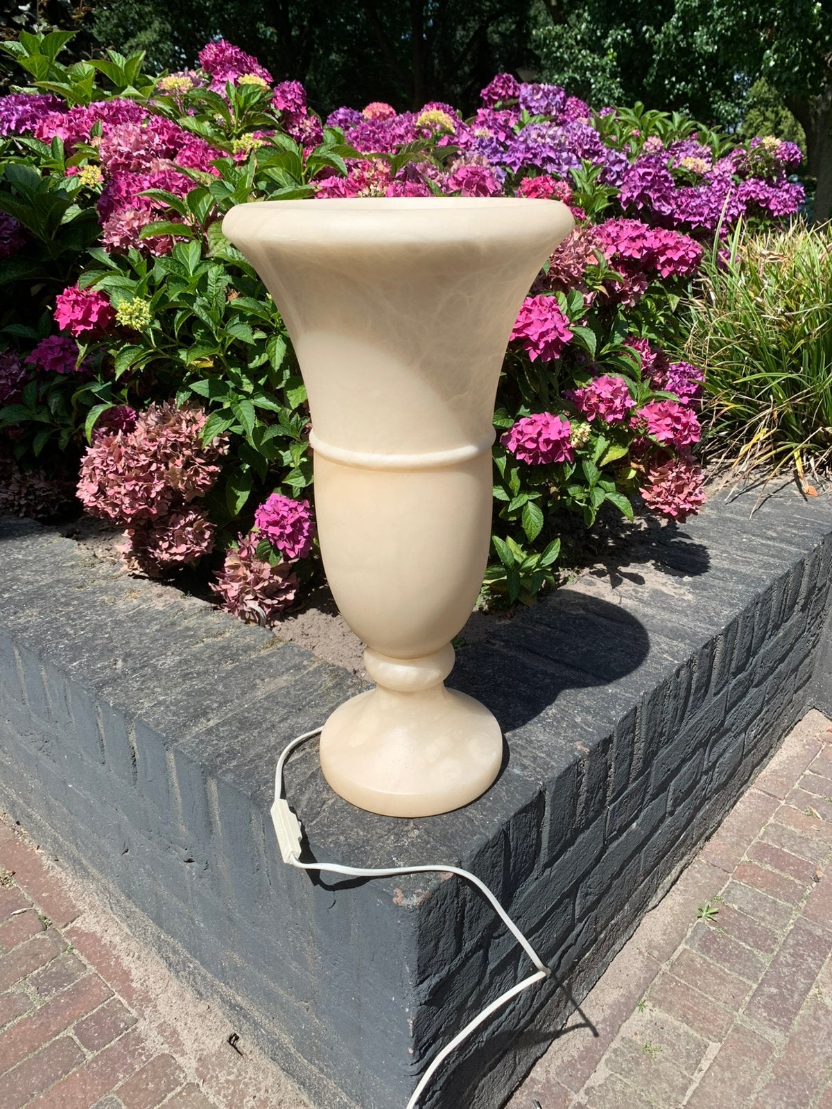 Mooie schemerlamp crème ivoorkleurig, Ophalen of Verzenden, Zo goed als nieuw