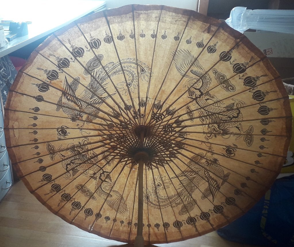 Vintage papieren umbrella uit Thailand, Antiek en Kunst, Ophalen of Verzenden