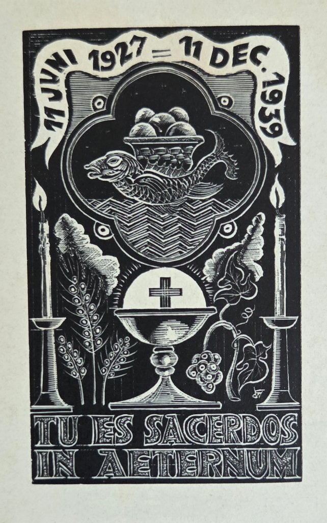 Exlibris / herdenkingsprentje priesterinwijding - C de Wolff, Verzenden