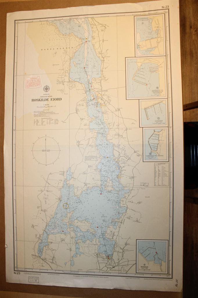 Oude zeekaart / nautische kaart - Roskilde Fjord Denemarken, Ophalen of Verzenden, 1800 tot 2000, Nederland, Landkaart