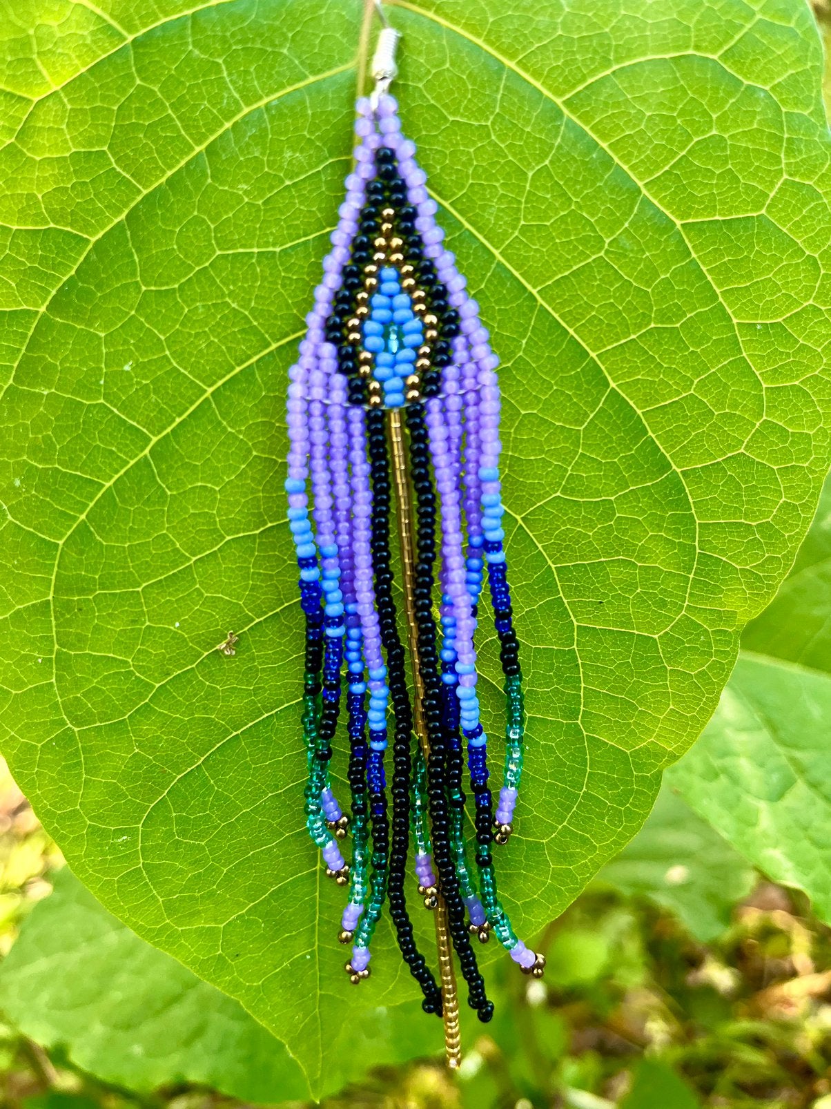 Ontzettend mooie lange oorbellen uit Ecuador NIEUW, Hangers, Paars, Nieuw, Ophalen of Verzenden