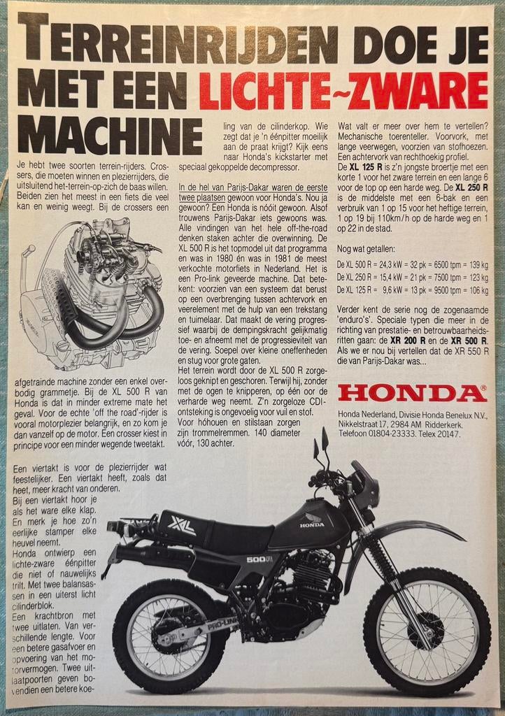 Advertentie Honda XL500R, Verzenden, Zo goed als nieuw, Motoren