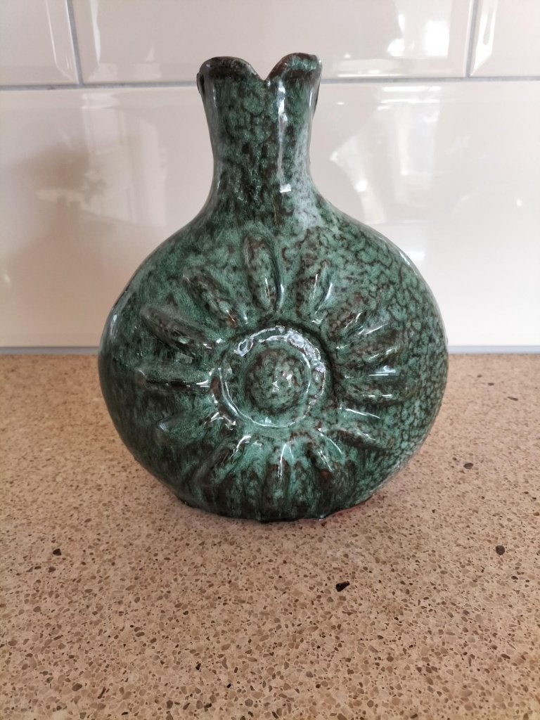 Nieuw mooie Tamegroute geglazuurde groene Marokkaanse vaas, Ophalen, 26 cm, Handgemaakt, Nieuw