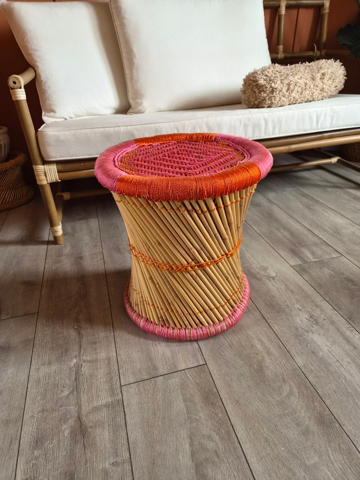 Rotan bijzettafeltje, Minder dan 55 cm, Gebruikt, Rond, Ophalen