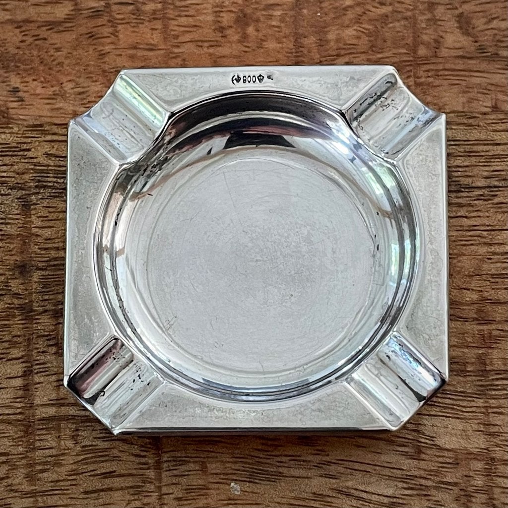 Zilveren mini asbakje 1920/1940 - 5,5x5.5 cm, Antiek en Kunst, Ophalen, Zilver