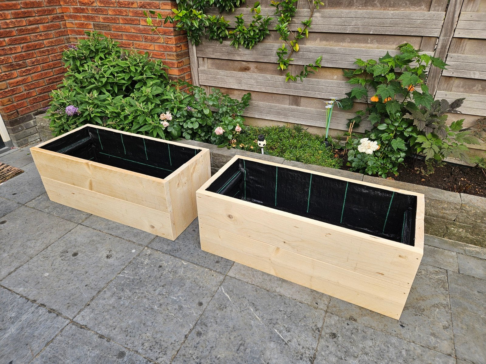 Steigerhouten bloembakken op maat, onbehandeld. Zie foto's, Tuin en Terras, Ophalen, 100 cm of meer, Nieuw, Rechthoekig