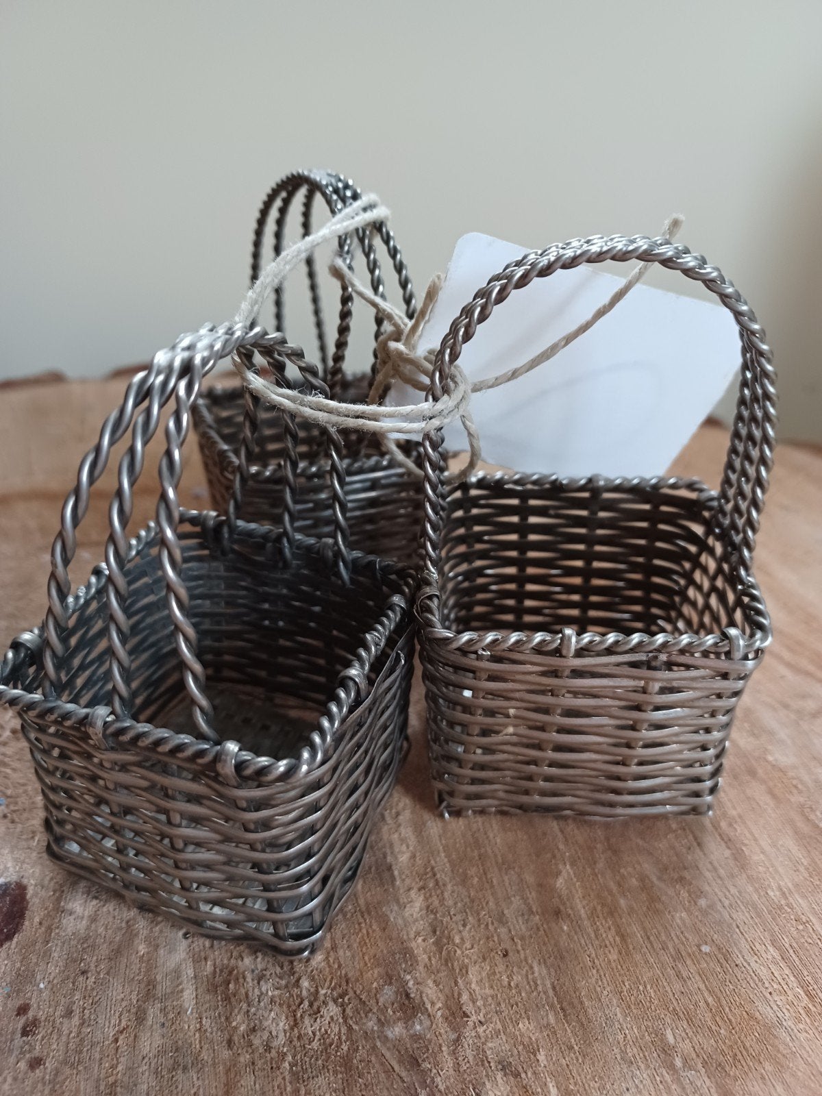 Set van 3 decoratieve mini mandjes van verzilverd, Ophalen of Verzenden