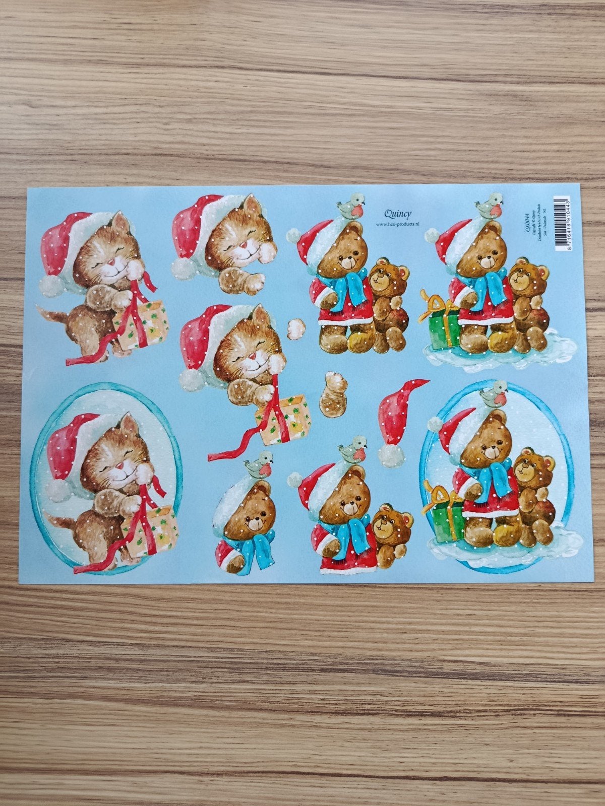 Kerst poes, kerst Beren, Knipvellen,, Hobby en Vrije tijd, Kaarten | Zelf maken, Ophalen of Verzenden, Nieuw, Kerst, Knipvel