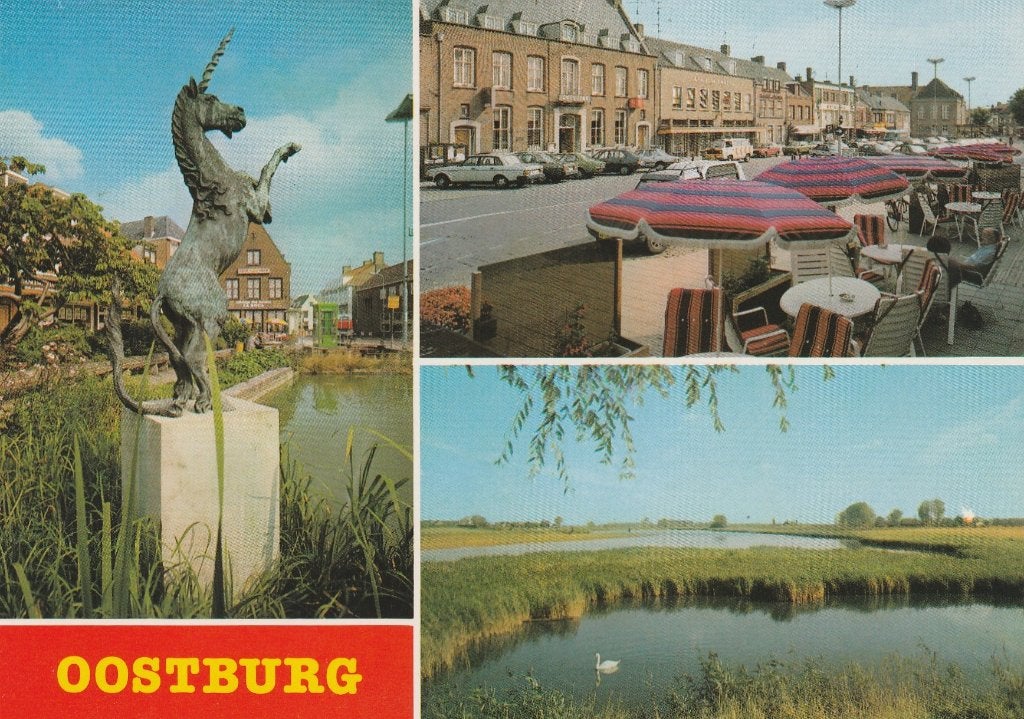 OOSTBURG Eenhoorn Terras Markt Kreek, Verzenden, 1960 tot 1980, Gelopen, Zeeland