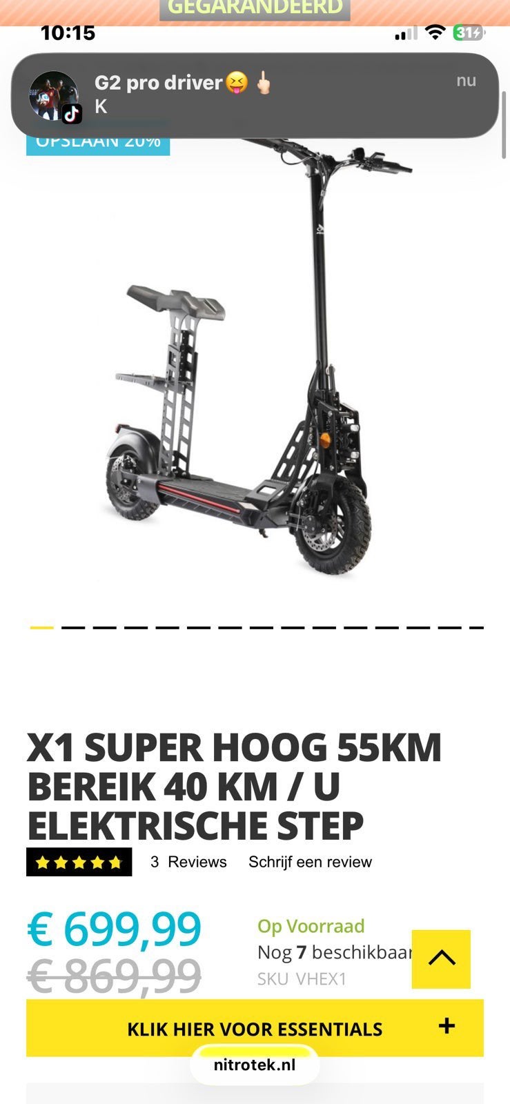 Electrische step, Ophalen, Zo goed als nieuw, Elektrische step (E-scooter)