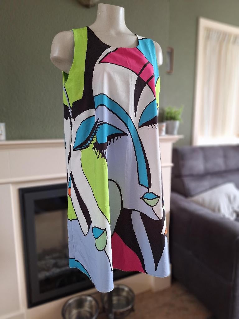 New Collection abstracte kleuren jurk 42 L XL, Kleding | Dames, Overige kleuren, Maat 42/44 (L), Ophalen of Verzenden, Zo goed als nieuw