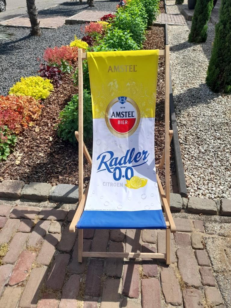 Leuke strandstoel met biermerk, Ophalen, Hout, Verstelbaar