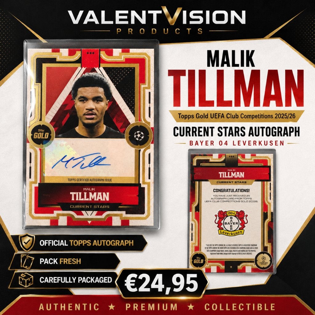 Malik Tillman Topps Gold 2025/26 Autograph, Ophalen of Verzenden, Zo goed als nieuw, Buitenlandse clubs, Spelerskaart