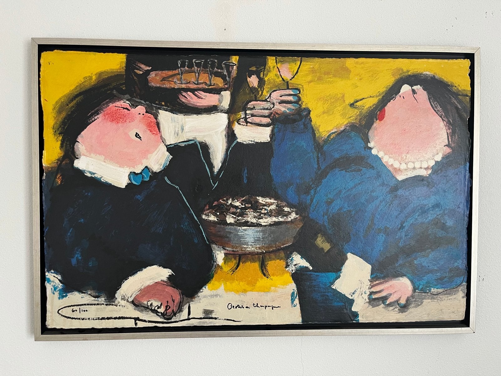 Gerdine Duijsens Oesters en Champagne gesigneerd, Ophalen, Doek, Portret of Personen, Expressionistisch