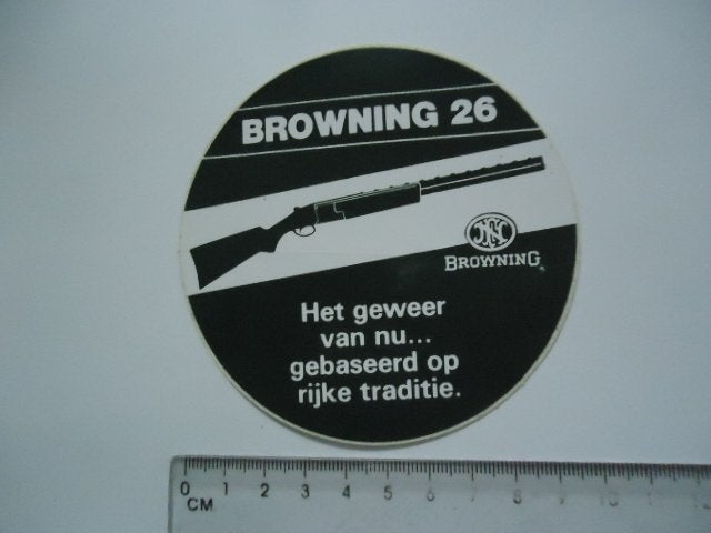 sticker oud BROWNING 26 origineel jacht jager wild retro, Verzamelen, Verzenden, Zo goed als nieuw, Bedrijf of Vereniging