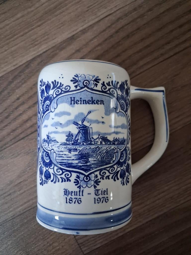 Heineken Delfts Blauw Bierpul - Heuff-Tiel 1876-1976, Ophalen of Verzenden