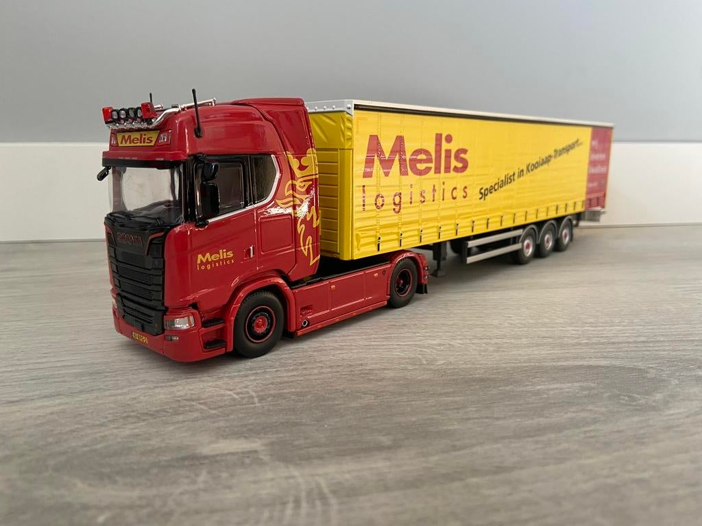Tekno Scania Next Gen S-serie Highline Met Oplegger, Hobby en Vrije tijd, Modelauto's | 1:50, Zo goed als nieuw, Bus of Vrachtwagen