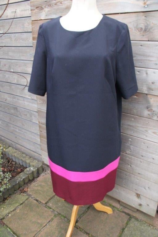 Jurk donkerblauw/ roze 123 un deux trois mt 44 Vaste prijs, Maat 42/44 (L), Zo goed als nieuw, Knielengte, 123 un deux trois