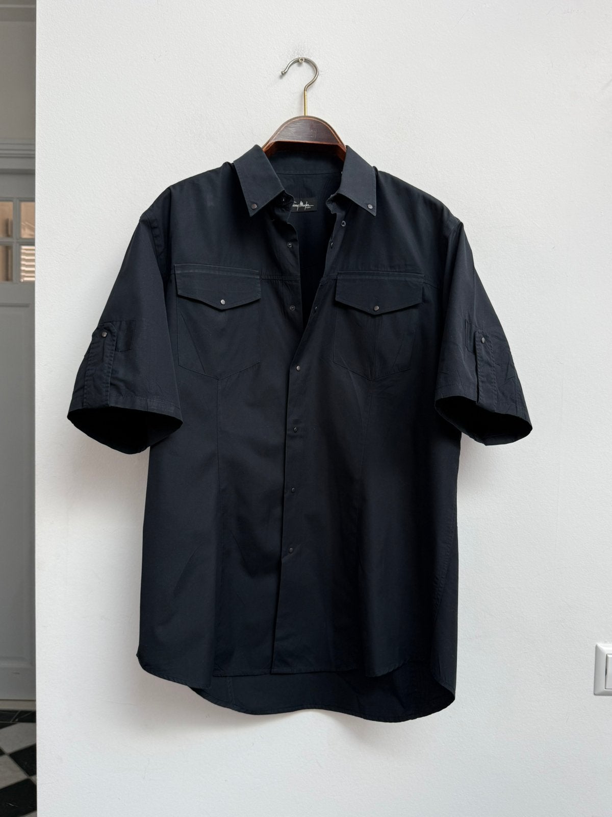 Thierry Mugler Vintage Zwart Overhemd met Drukknopen Maat 43, Ophalen of Verzenden, Zo goed als nieuw, Zwart, Halswijdte 43/44 (XL)