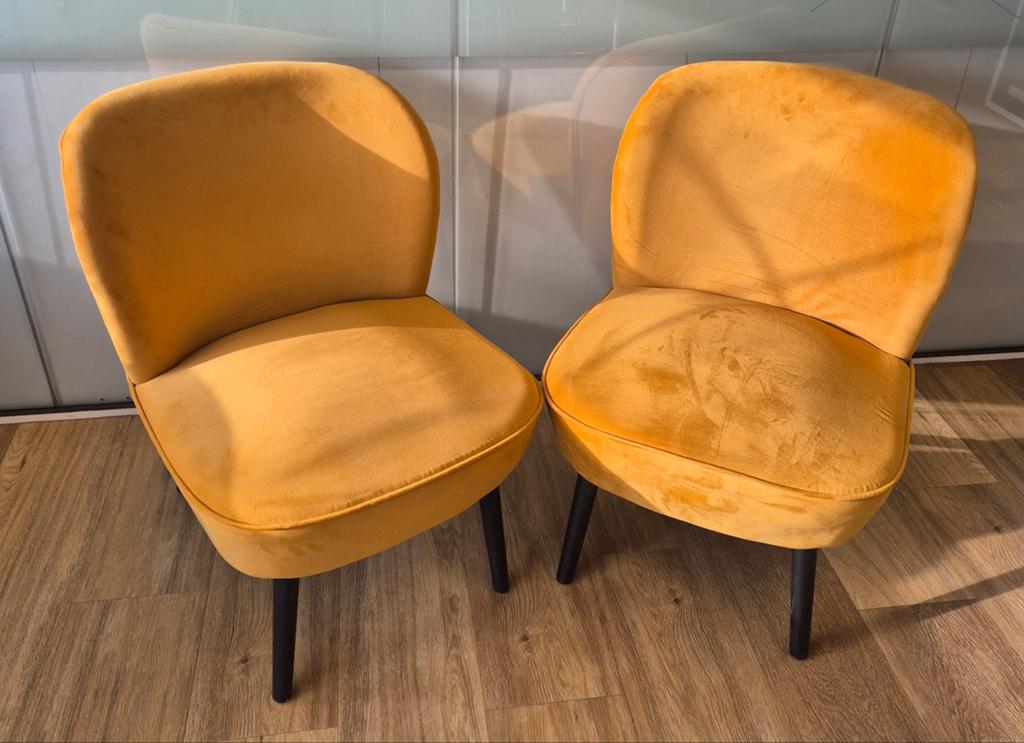 Velours fauteuils okergeel, Ophalen, Overige kleuren, Twee