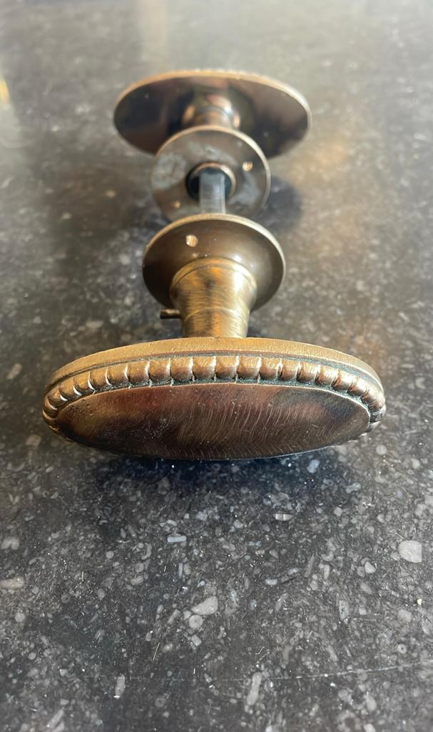 1x set Deurklinken Draaiknop Antiek messing Deurkruk vintage, Ophalen of Verzenden