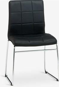 Eetkamerstoel zwart kunstleer/chroom 4x, Huis en Inrichting, Stoelen, Ophalen, Gebruikt, Zwart, Vier