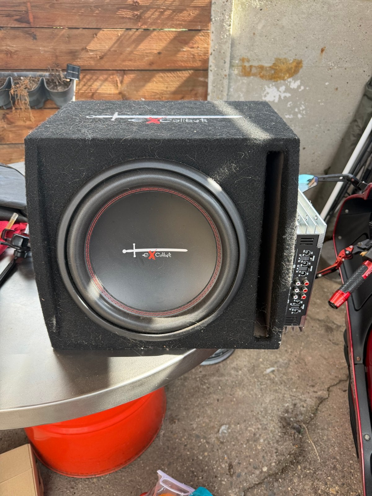 X-Calibur Subwoofer met Versterker - Krachtig Geluid, Ophalen of Verzenden, Gebruikt