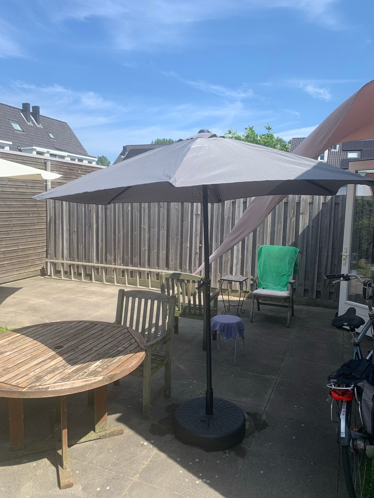 Parasol met draaihendel Ø 2,50 meter met of zonder voet, Ophalen of Verzenden, Nieuw, 2 tot 3 meter, Stokparasol