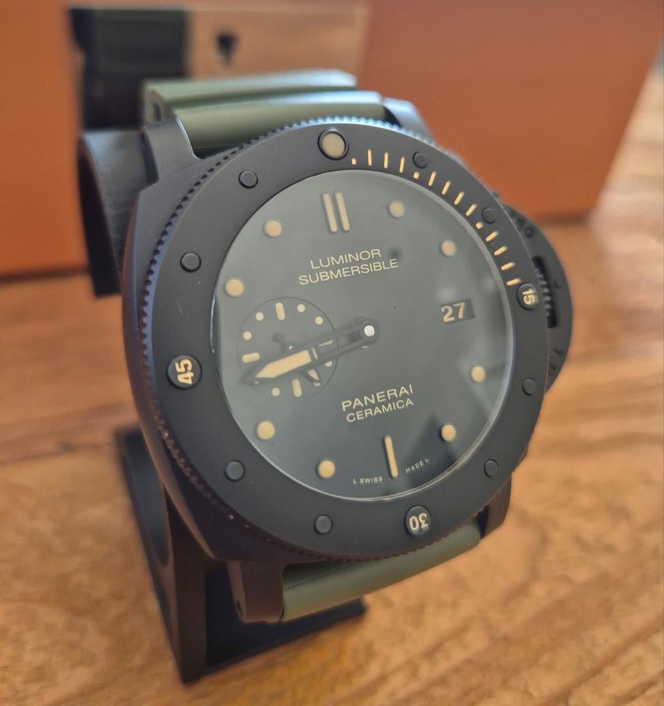 Panerai Submersible PAM00508 CERAMIC limited, Overige merken, Overige materialen, Leer, Polshorloge