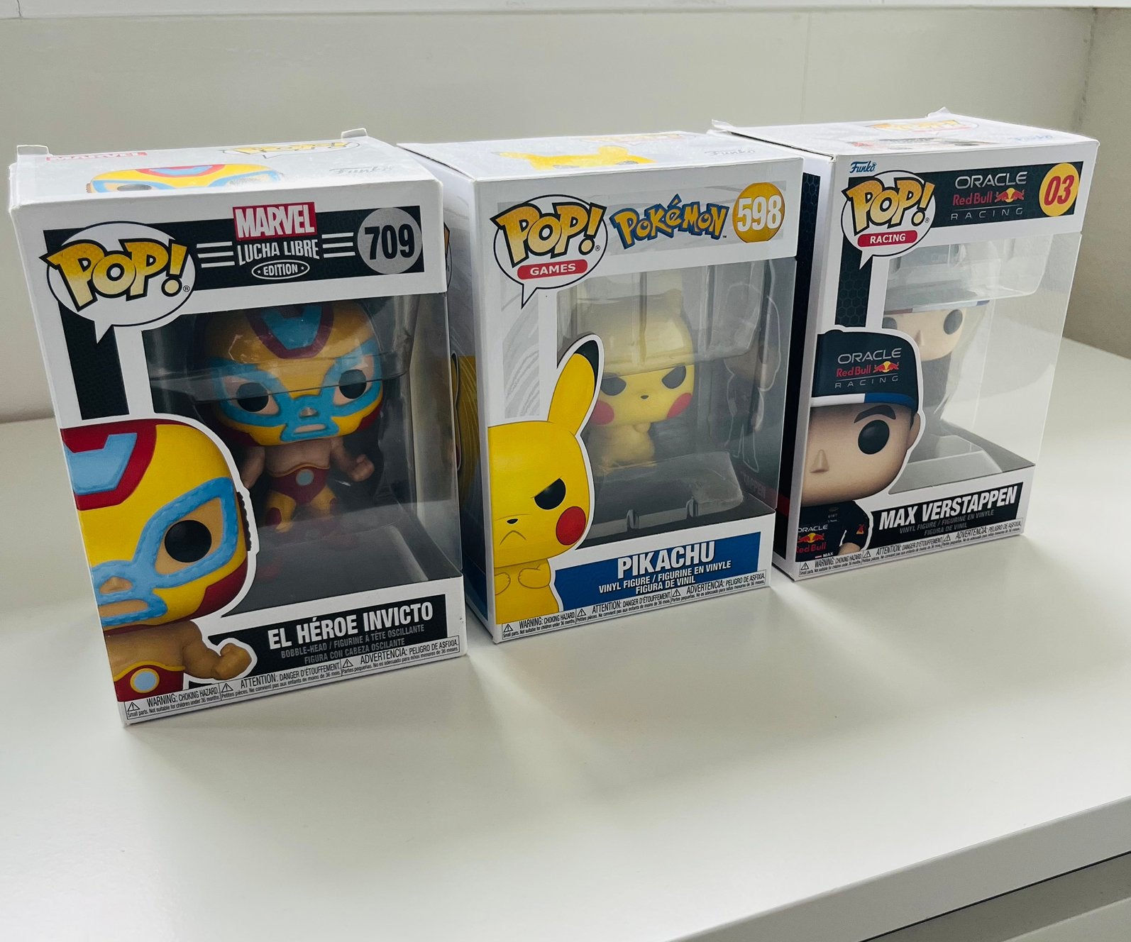 3 Funko Poppen / pikachu max verstappen marvel, Verzamelen, Ophalen of Verzenden, Zo goed als nieuw