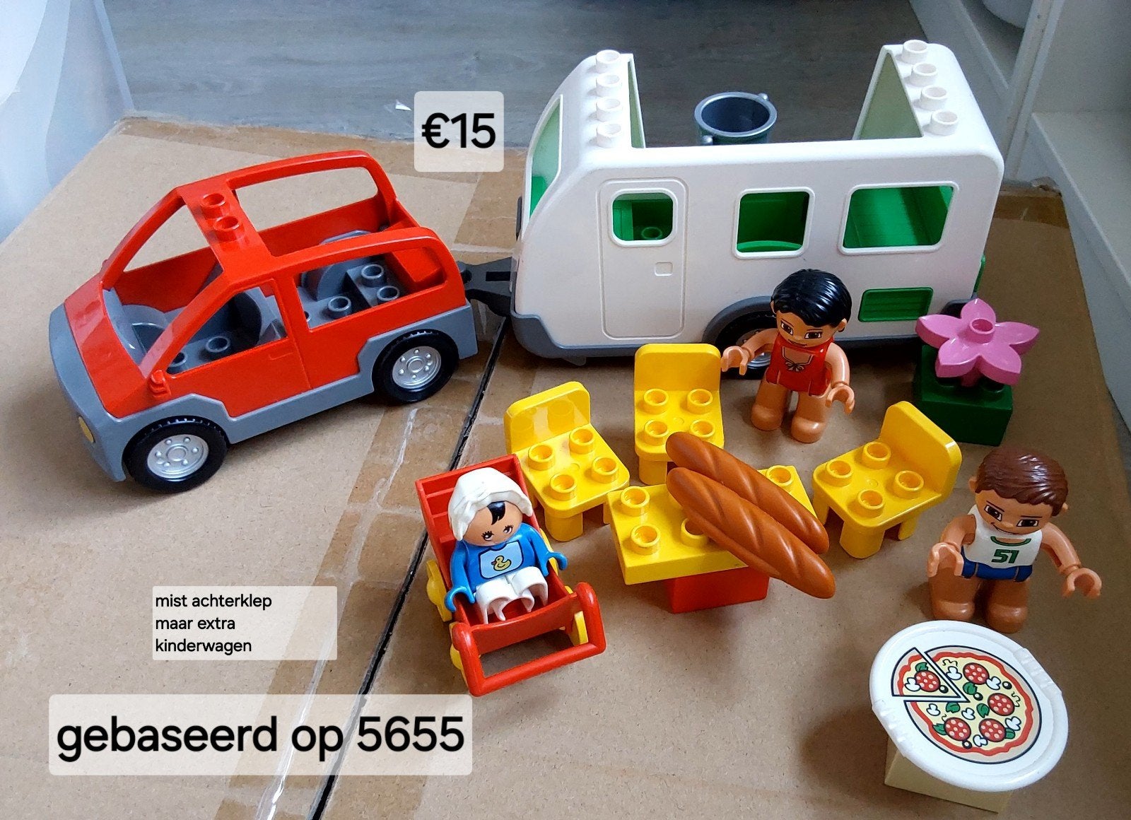 LEGO Duplo Camper met auto, figuren en accessoires🦋, Ophalen of Verzenden, Gebruikt
