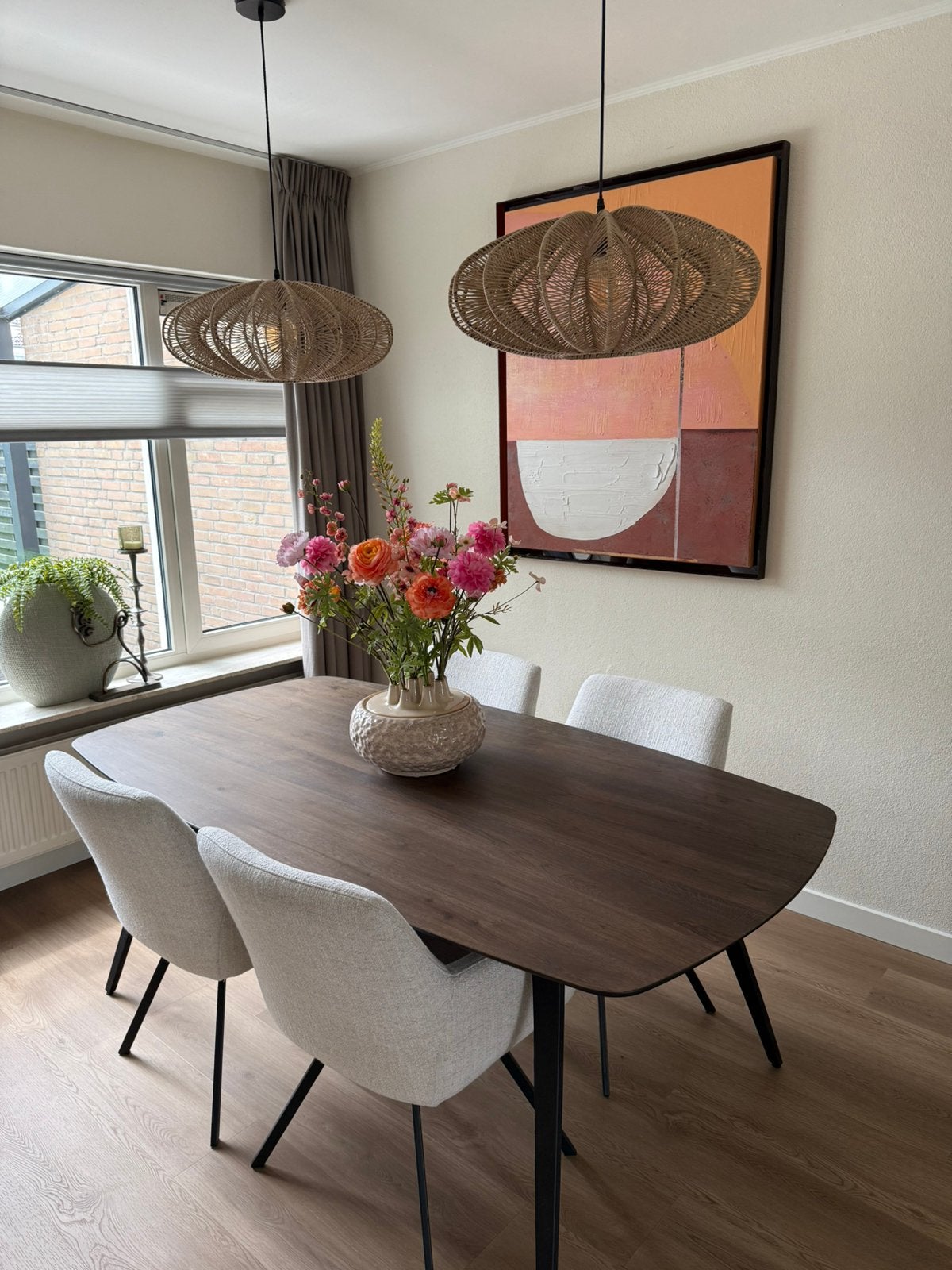 Eetkamertafel deensovaal || Eiken tafelblad || Deer brown, Huis en Inrichting, Ophalen, 100 tot 150 cm, Eikenhout, 200 cm of meer