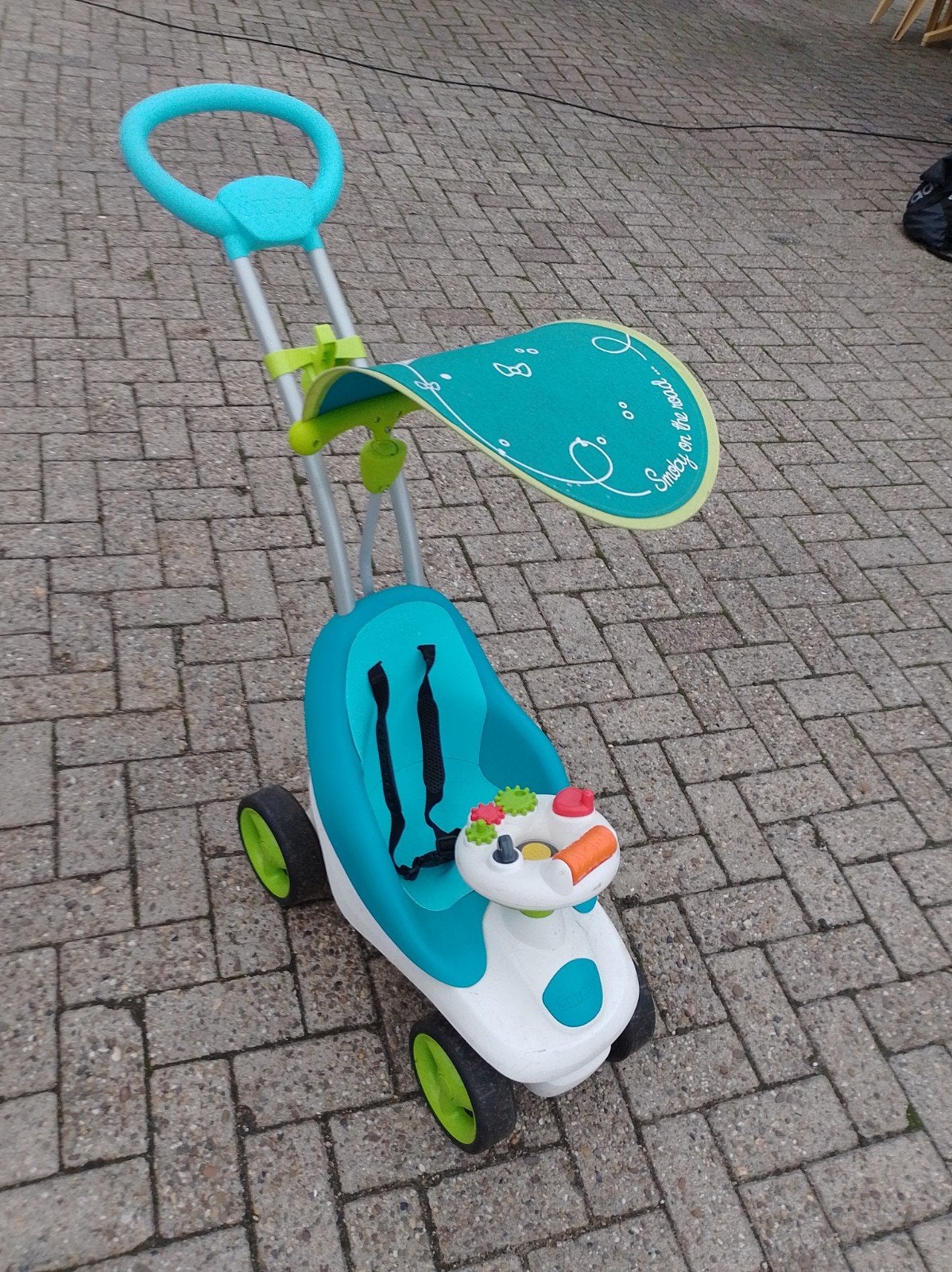 Smoby 'Smoby on the road' loopauto met duwstang, Ophalen of Verzenden, Gebruikt, Loopvoertuig