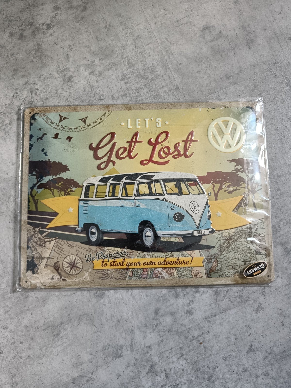 Nieuw VW Busje 'Let's Get Lost' Metalen wand Bord, Tekstbord, Ophalen of Verzenden, Nieuw, Metaal