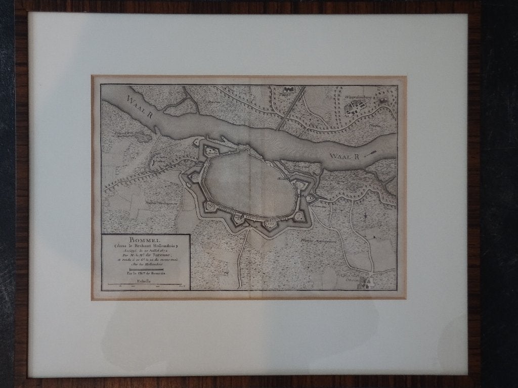 gravure Zaltbommel veroverd door Fransen 1672 J. de Beaurain, Cartografie, Ophalen of Verzenden, Gravure, Origineel