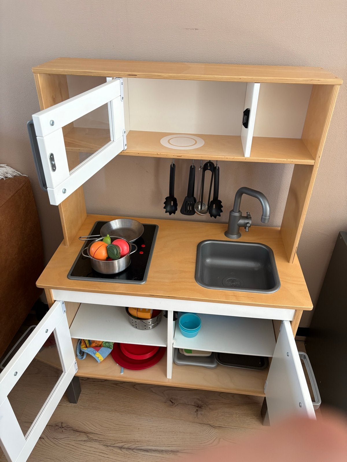 Houten speelkeuken met accessoires, Ophalen, Gebruikt, Hout, Speelkeuken